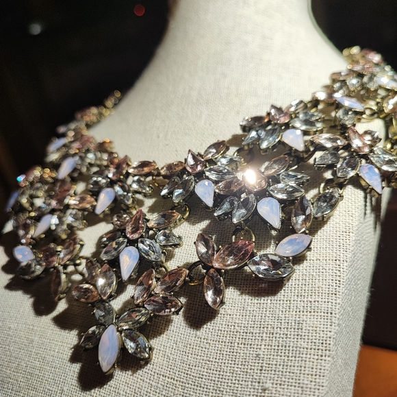 BaubleBar Opaline Antique Brass Bib Oversized Runway Necklace Crystal Opaline - Picture 14 of 14